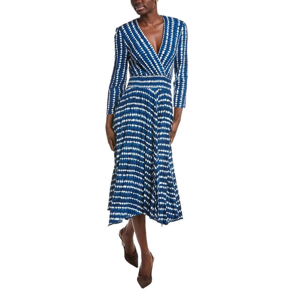 Maje Womens  Surplice Midi Dress, Blue